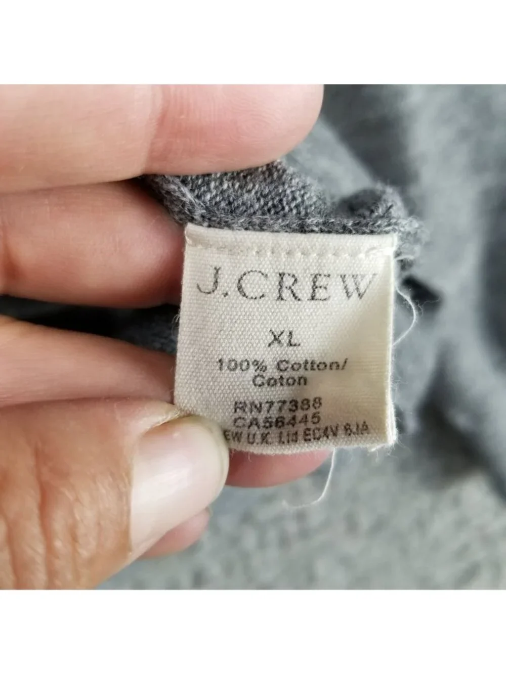 J. Crew Sweater Mens XL Black Label Gray 100% Cotton Crew Neck Pullover